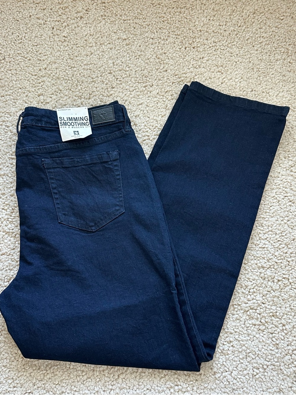 Anne Klein Dark Blue Boot Cut Slimming Smooth Jeans Size 16 NWT